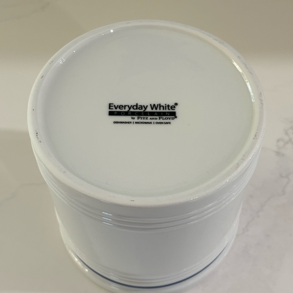 Fitz and Floyd Everyday White Porcelain Bistro Blue Utensil Crock - Picture 3 of 3